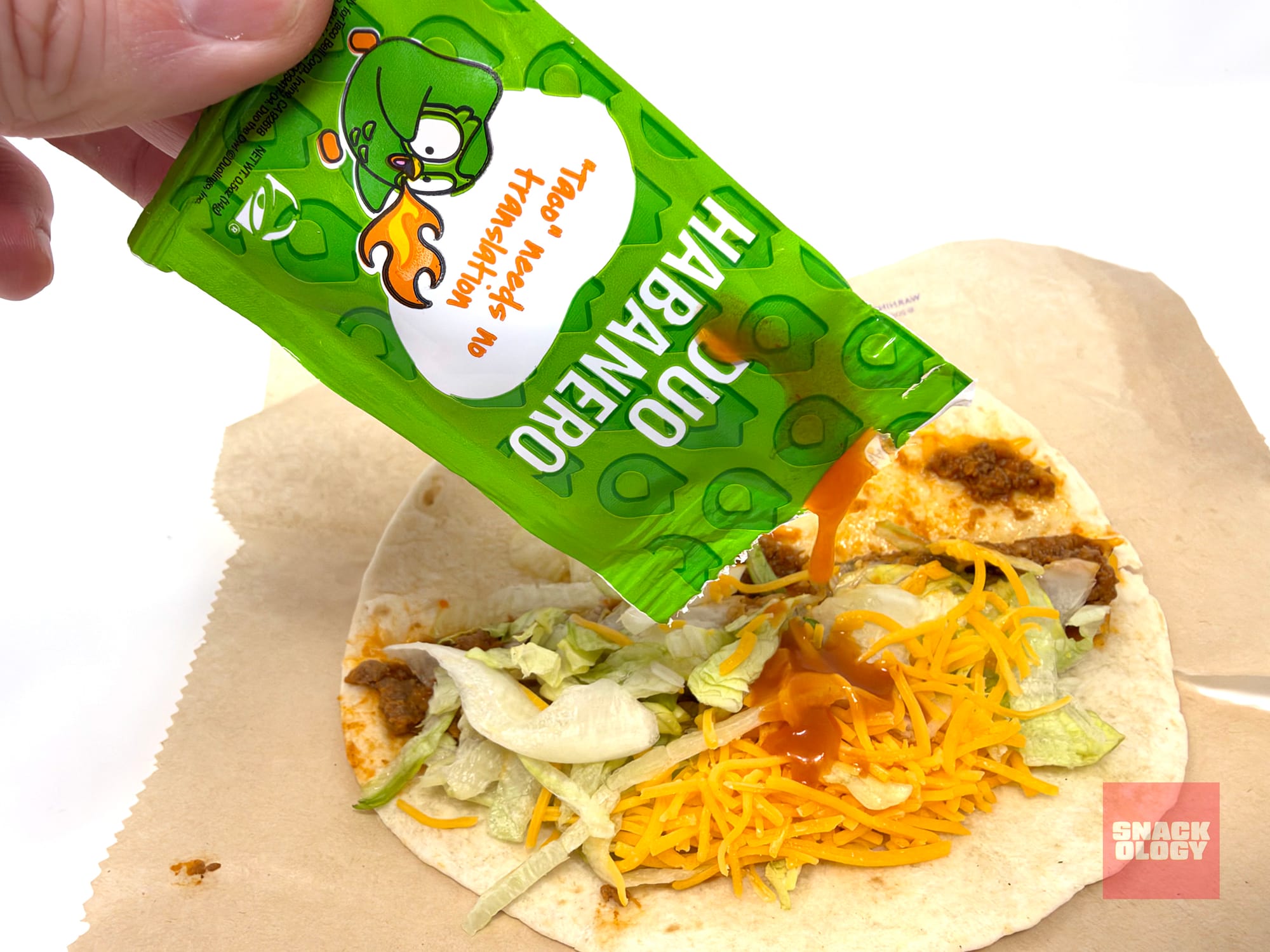 Duo Habanero sauce on a soft taco