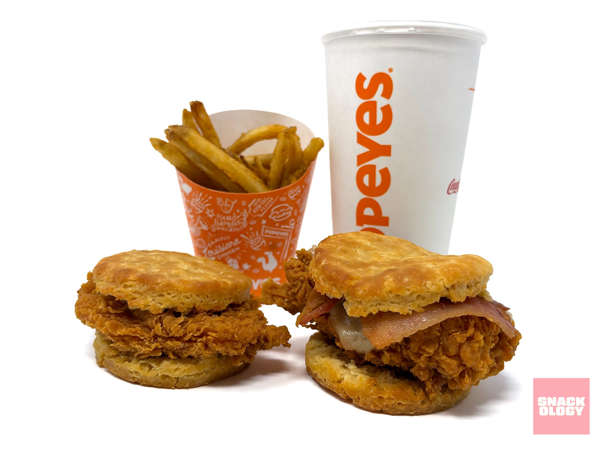 The Popeyes Honey Chicken Biscuit and Honey Chicken Biscuit with Bacon and Cheese