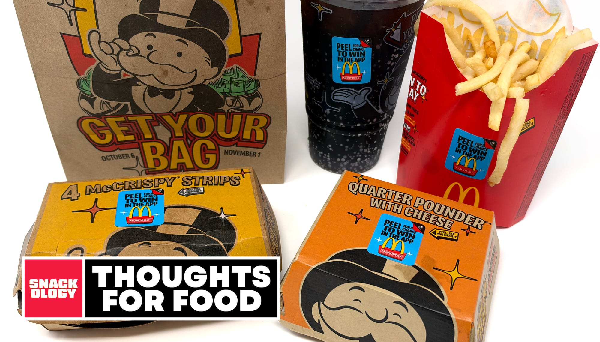 Monopoly at McDonald’s game pieces are available on a wide range of menu items