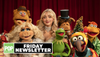 Camilla, Fozzie Bear, Miss Piggy, Sabrina Carpenter, Kermit, Rizzo, Gonzo, Pepé the King Prawn and Scooter in The Muppet Show