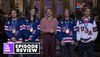 Quinn Hughes, Megan Keller, Connor Storrie, Hilary Knight and Jack Hughes on SNL
