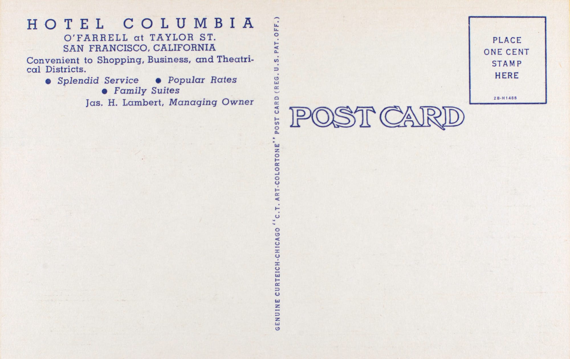 Back of the postcard