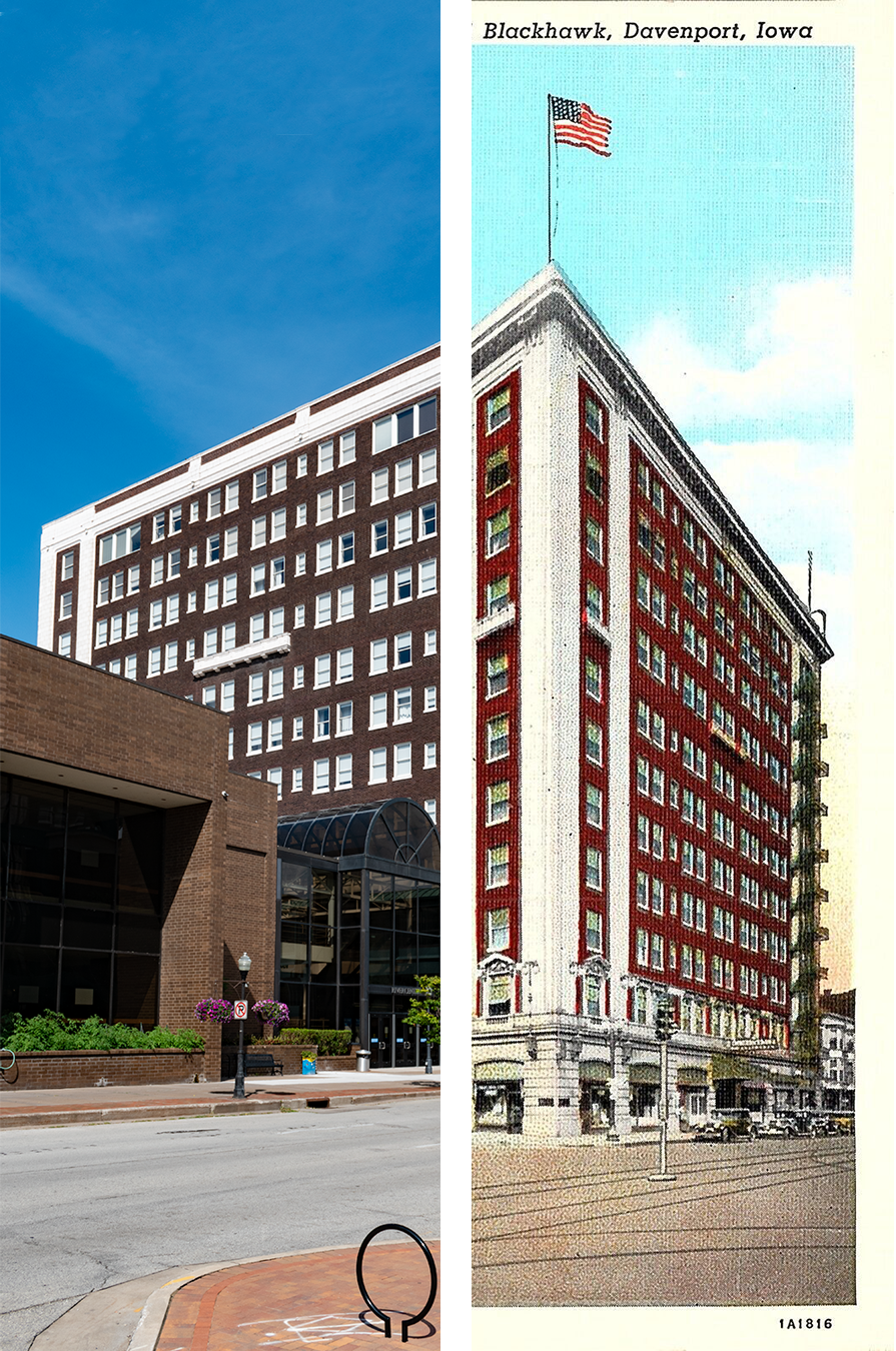 Merged image of the postcard and the 2022 photo