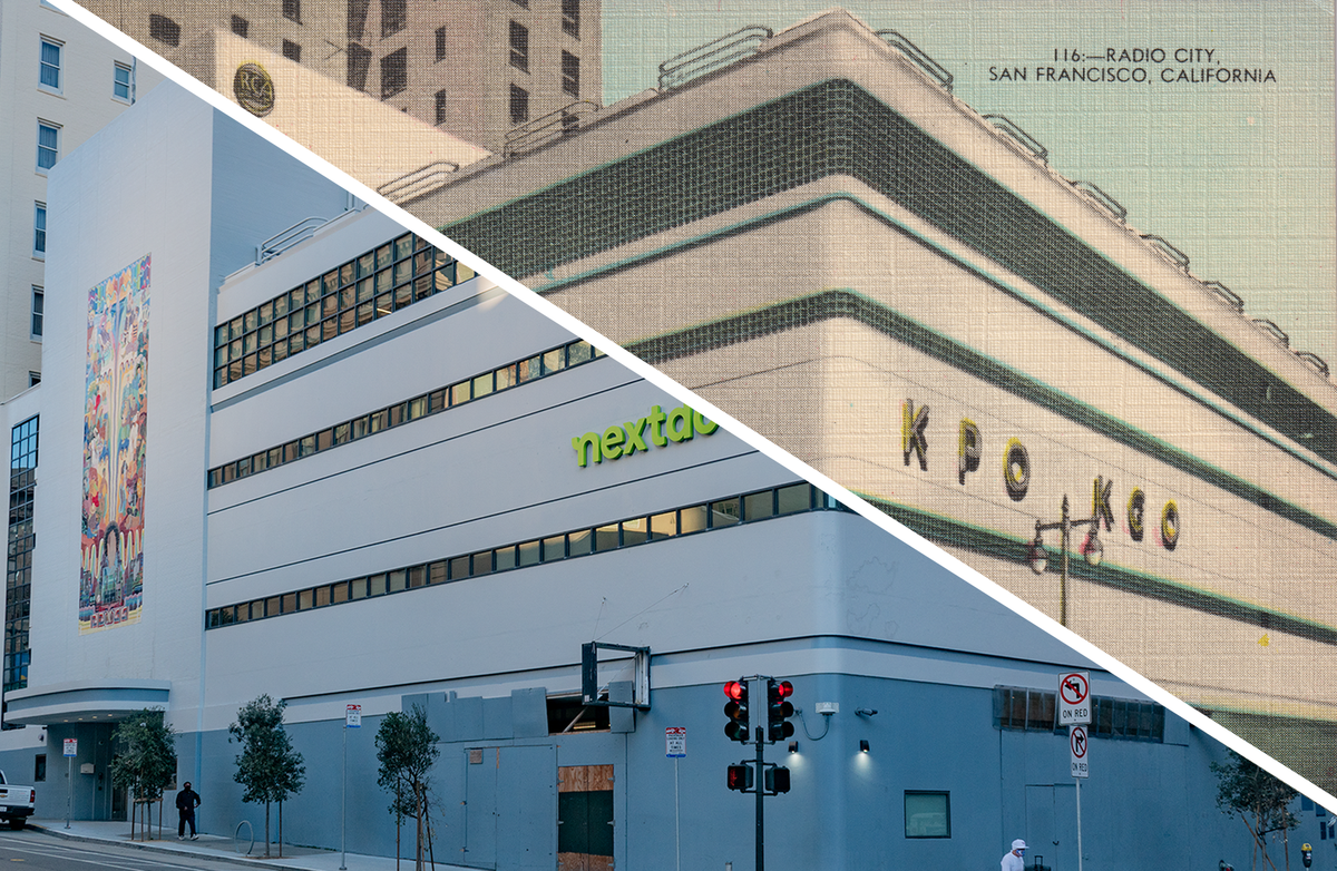 Merged image of the photo and postcard