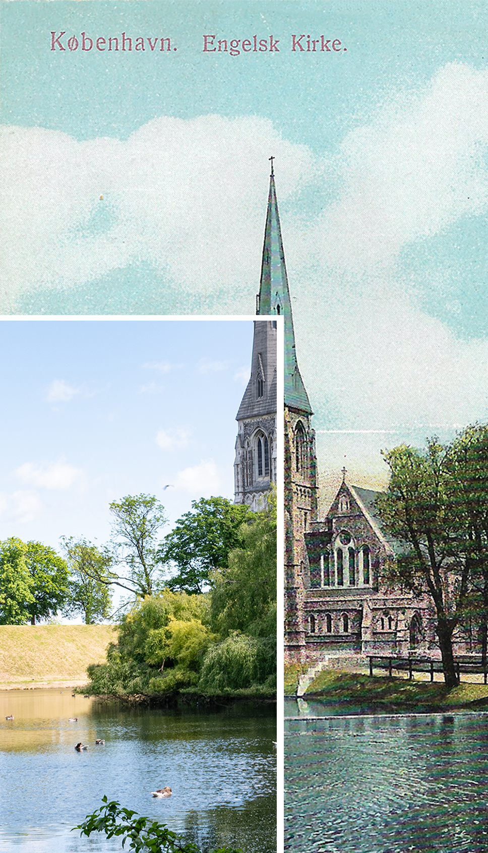 Merged image of the postcard and photo