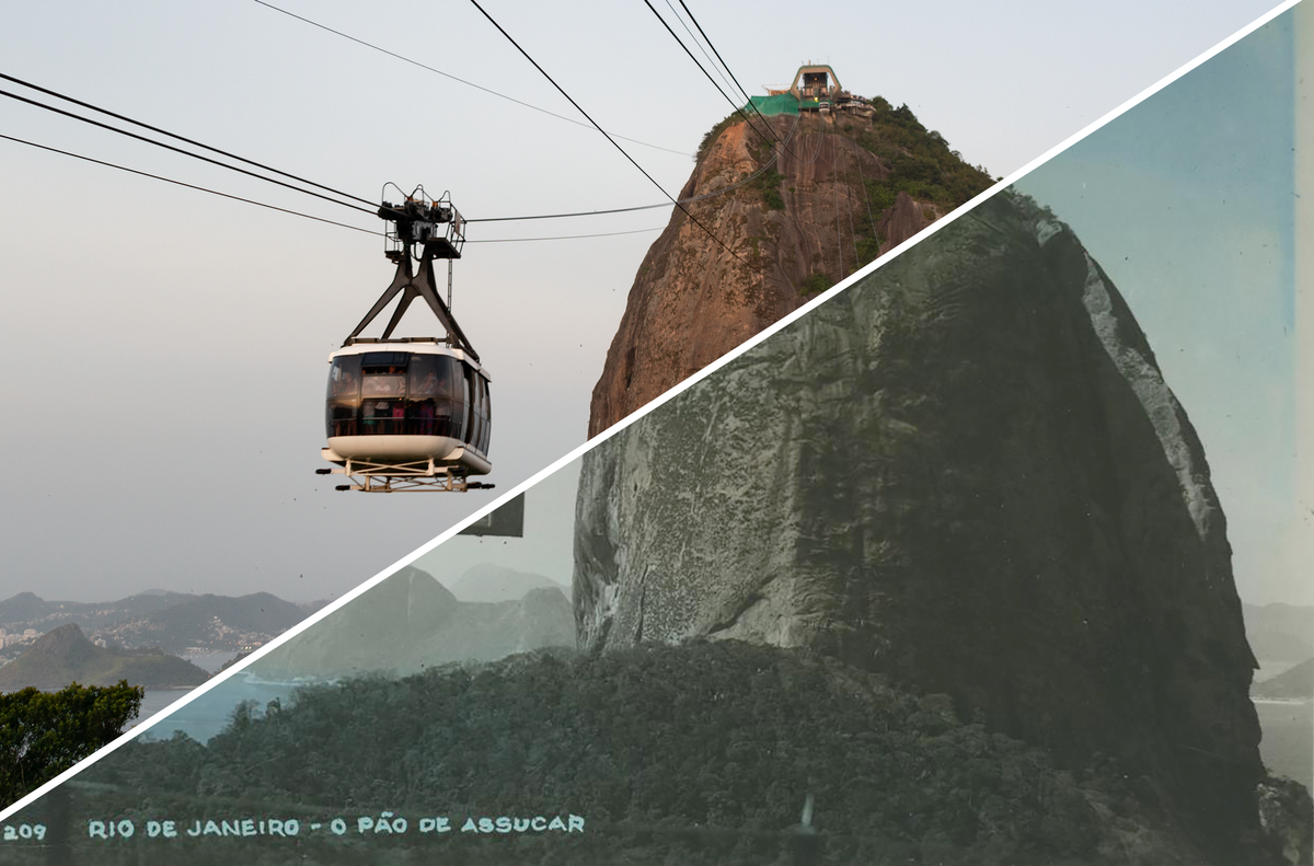 Merged image of the 2023 photo and the undated postcard