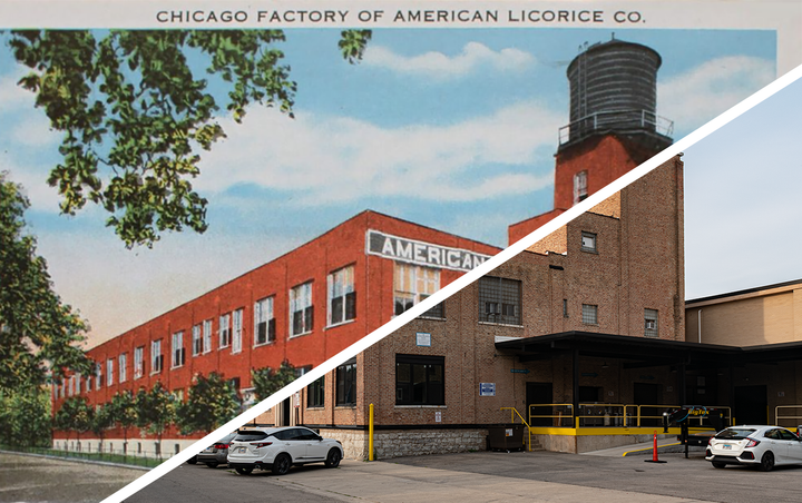 Merged image of the postcard and photo