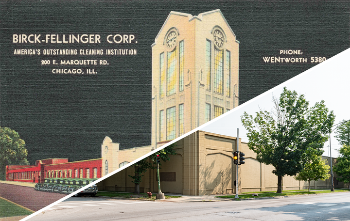 Merged image of the postcard and photo.