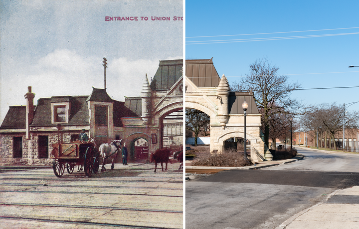 Merged image of the postcard and photo