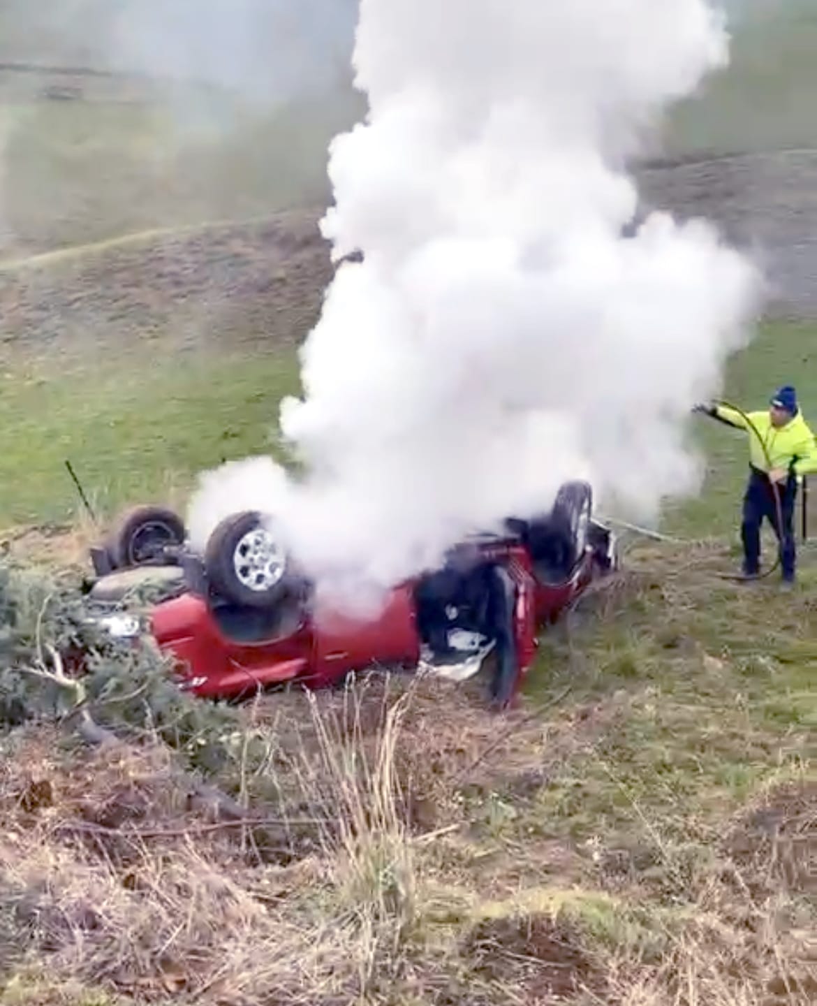 Driver injured in rollover