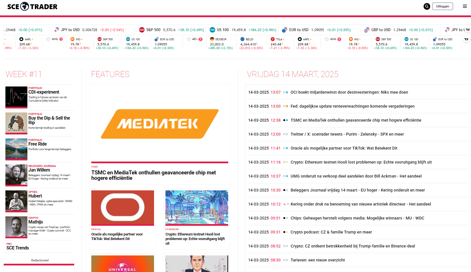 SCE Trader: schrijf je in en volg onze tips - Het dagboek voor de korte en lange termijn belegger!