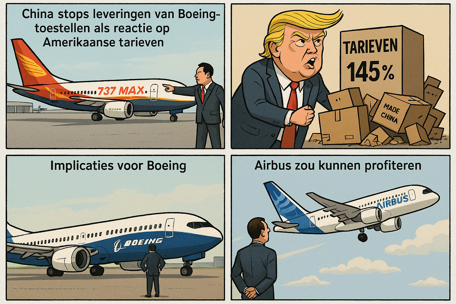 China stopt leveringen van Boeing toestellen - Reactie op tarieven - Gevolgen