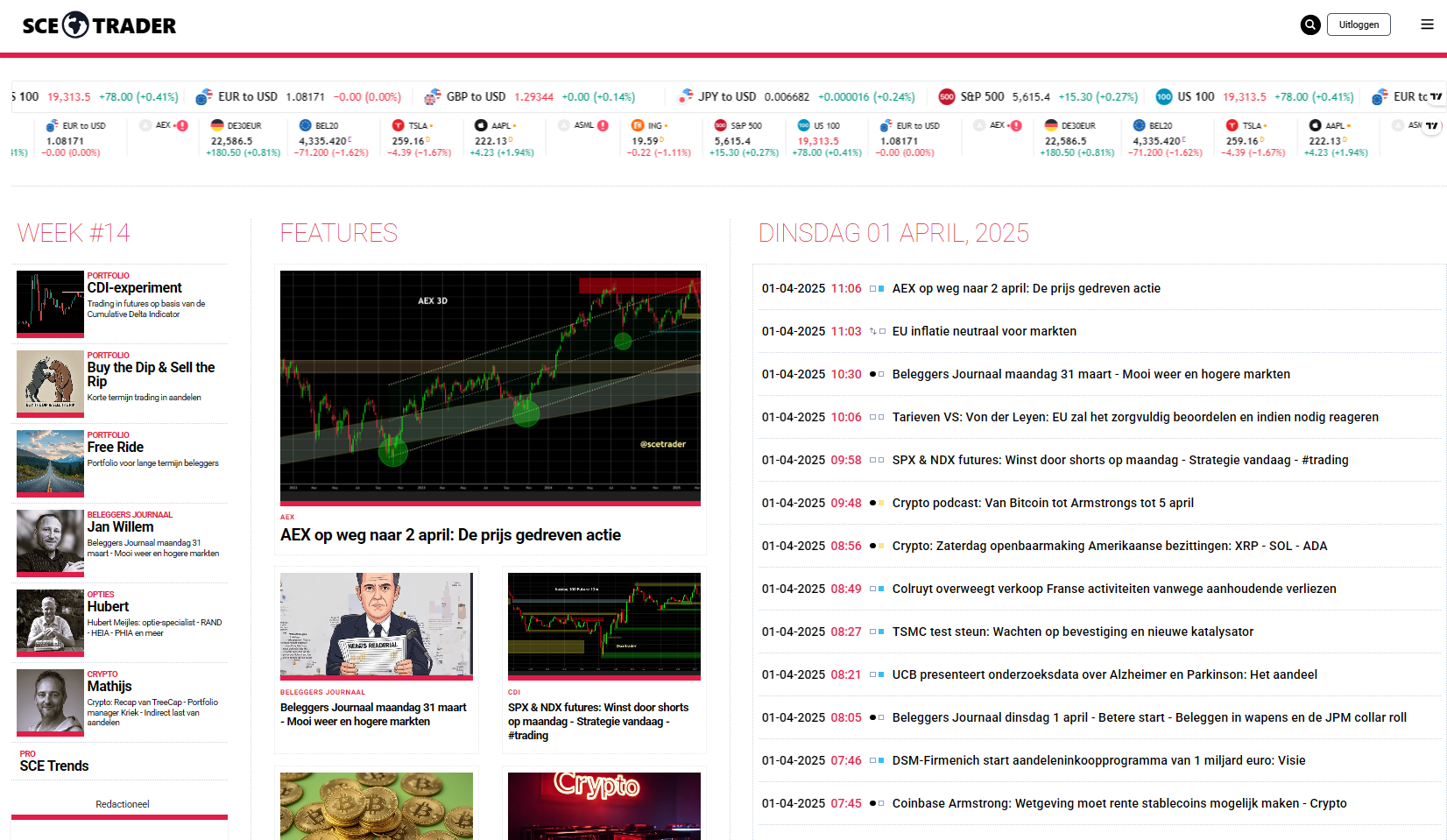SCE Trader: schrijf je in en volg onze tips - Het dagboek voor de korte en lange termijn belegger!