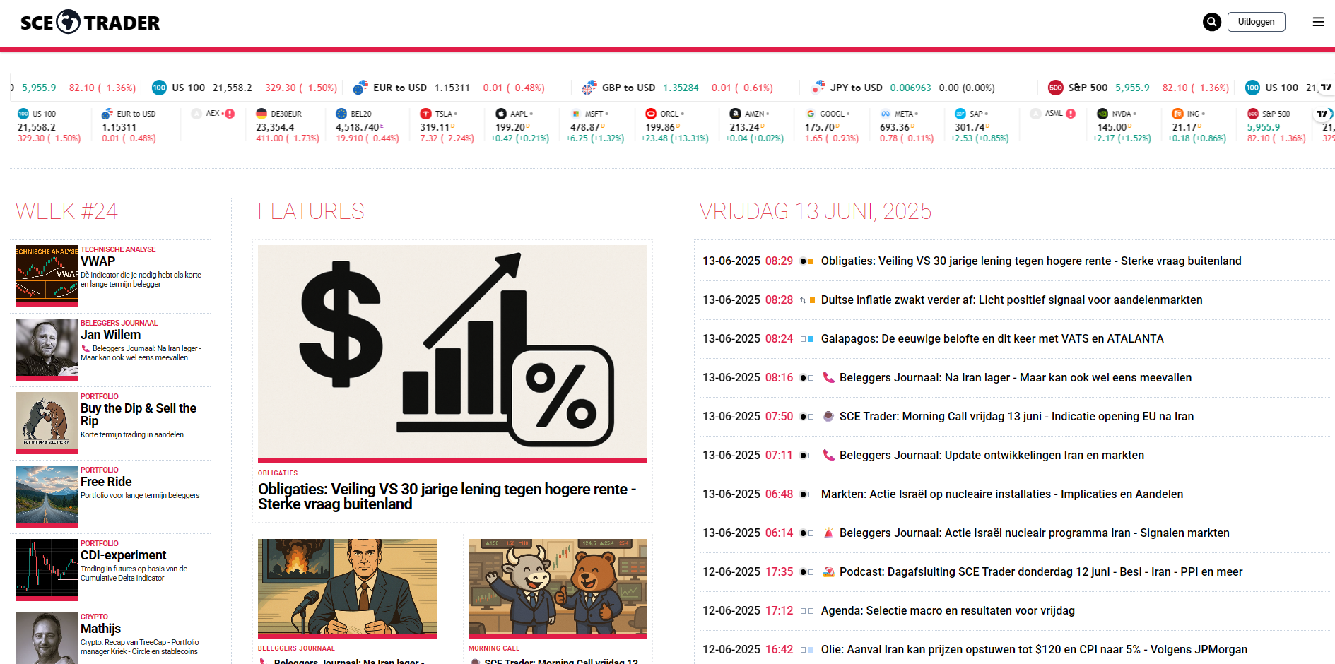 🚀 SCE Trader: schrijf je in en volg onze tips - Het dagboek voor de korte en lange termijn belegger