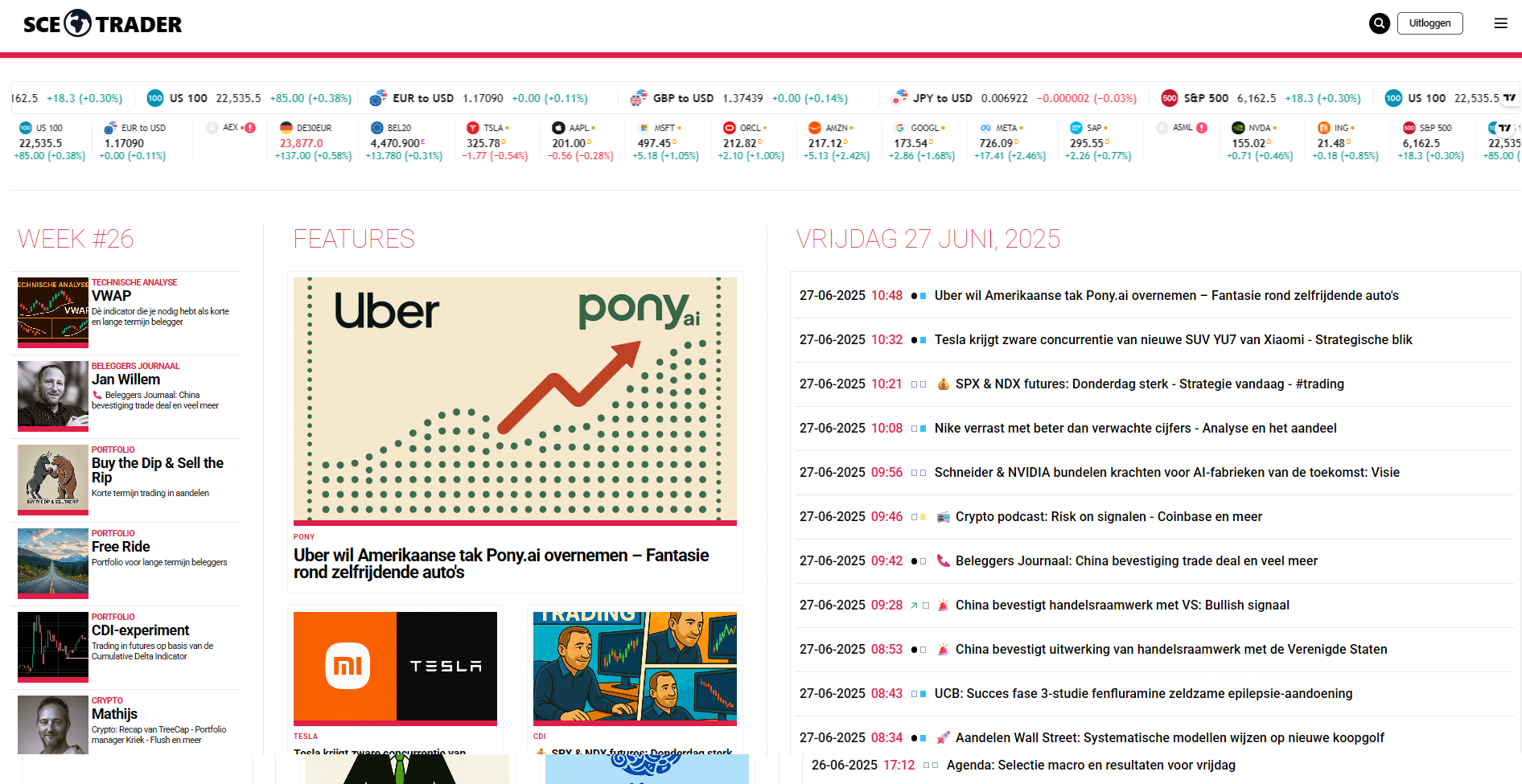 🚀 SCE Trader: schrijf je in en volg onze tips - Het dagboek voor de korte en lange termijn belegger