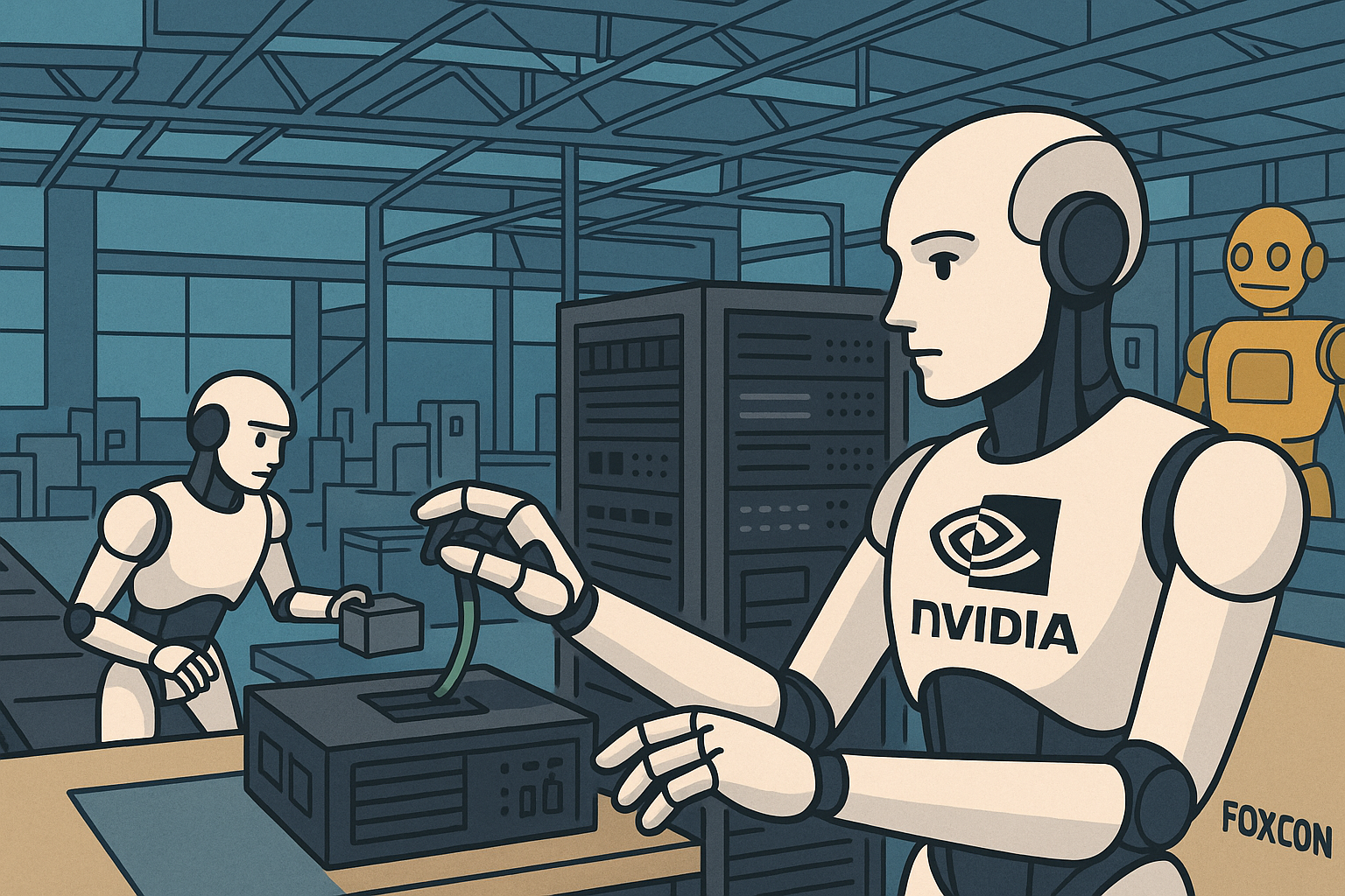 NVIDIA & Foxconn werken aan humanoïde robots voor AI fabriek Houston: Bullish