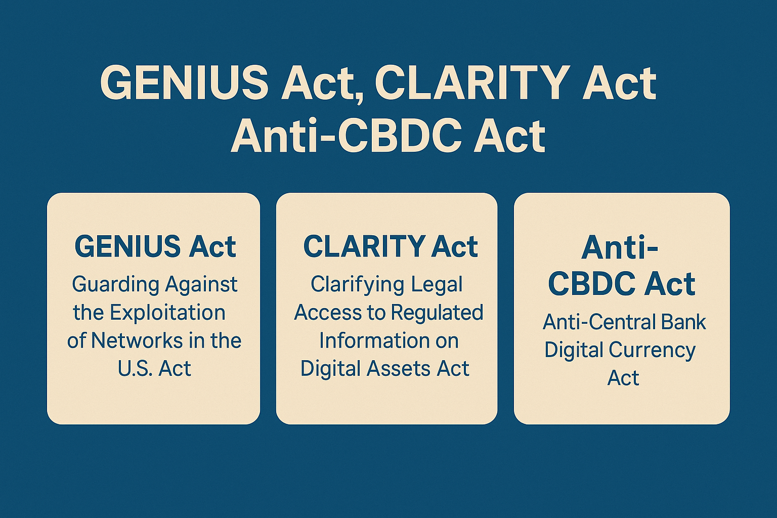 Crypto: GENIUS Act - CLARITY Act - Anti-CBDC Act zijn nu wet - Bullish - Update