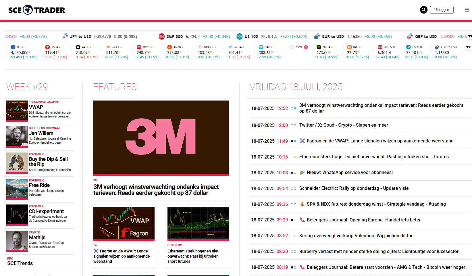 🚀 SCE Trader: schrijf je in en volg onze tips - Het dagboek voor de korte en lange termijn belegger