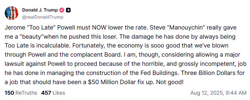 Powell van de Fed: Trump overweegt rechtszaak