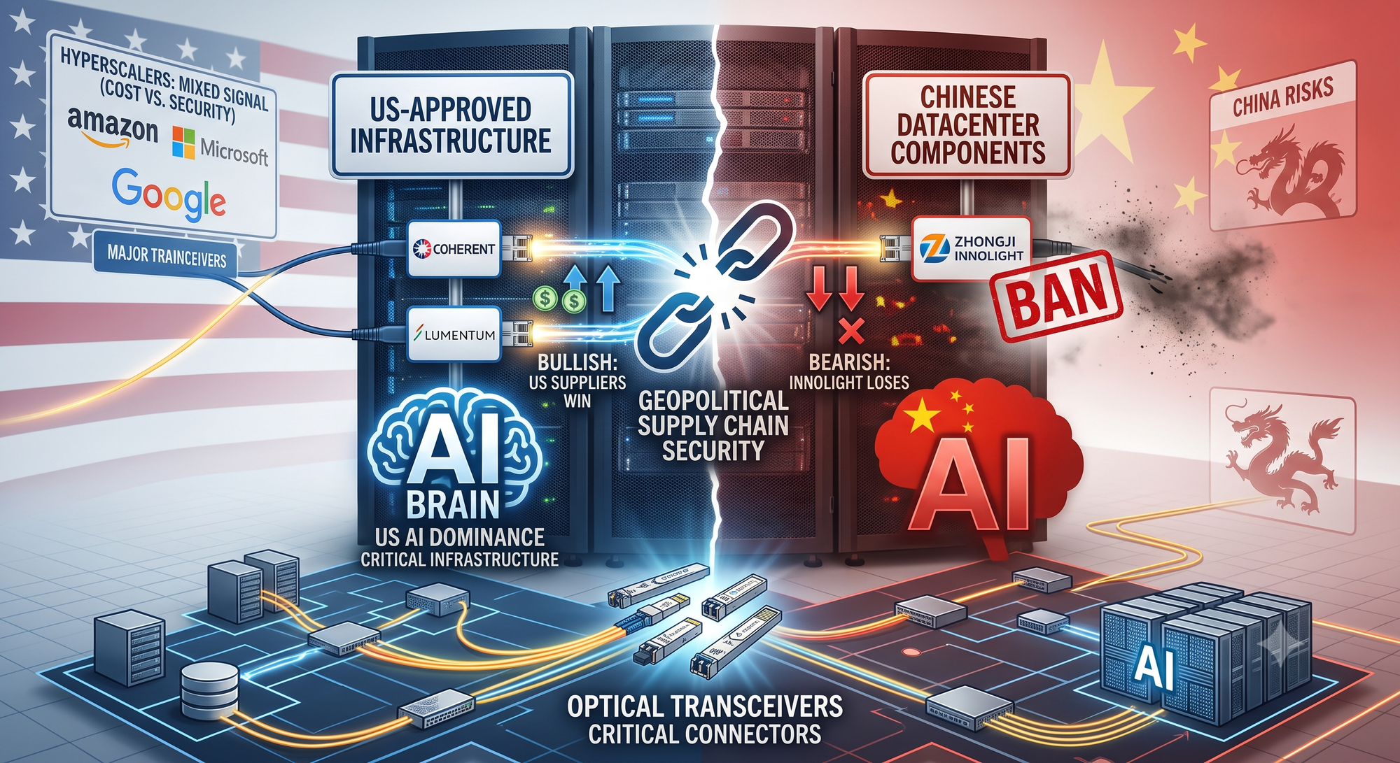 Datacenters: VS wil Chinese componenten weren - Coherent en Lumentum winnen