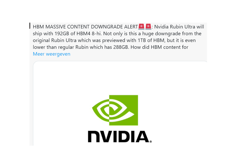 😮 NVIDIA: Daar gaan we weer: SemiAnalysis met onzin alarm over oud Rubin Ultra nieuws