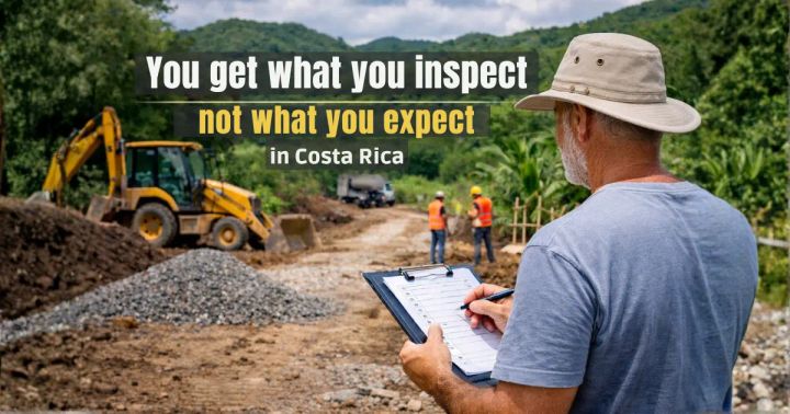 Property owner inspecting construction work in Costa Rica.