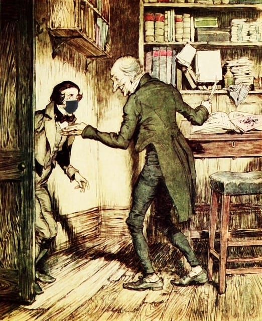 Scrooge and masked Bob