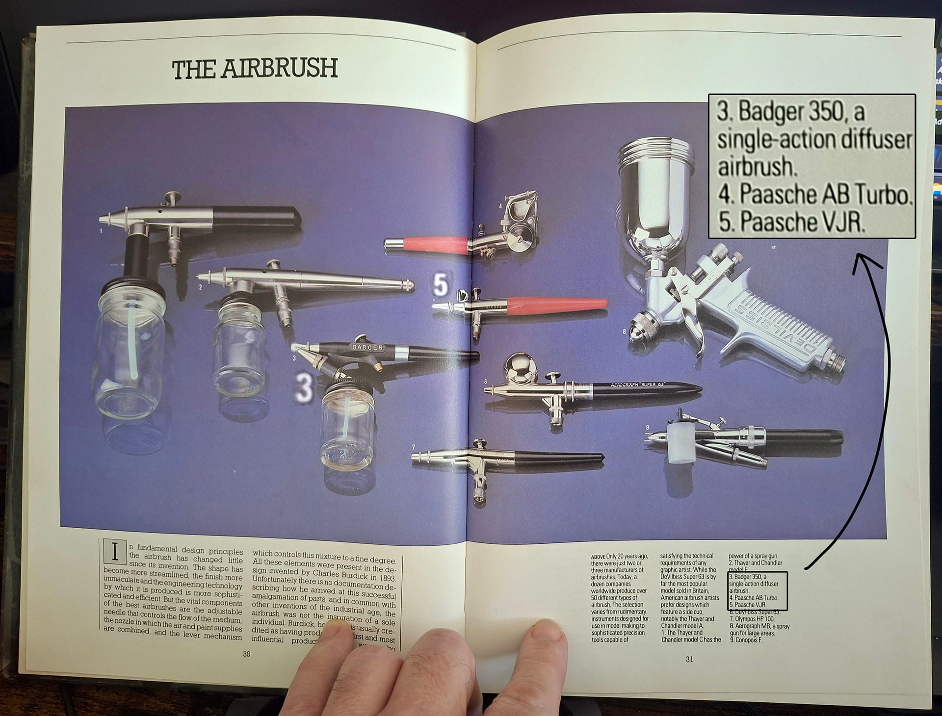 A selection of airbrushes from The Complete Guide to Airbrushing