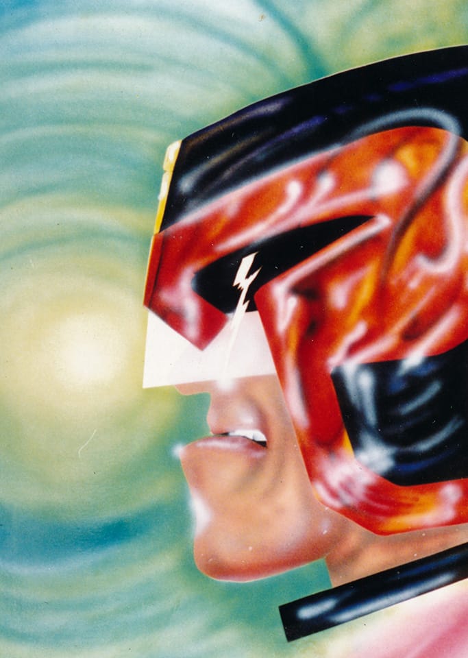 Airbrush painting by Damien K Quick - Judge Dredd copied from 2000AD cover