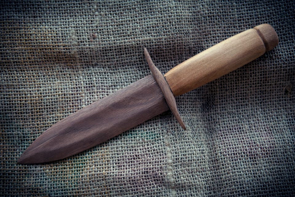 The completed wooden dagger. 