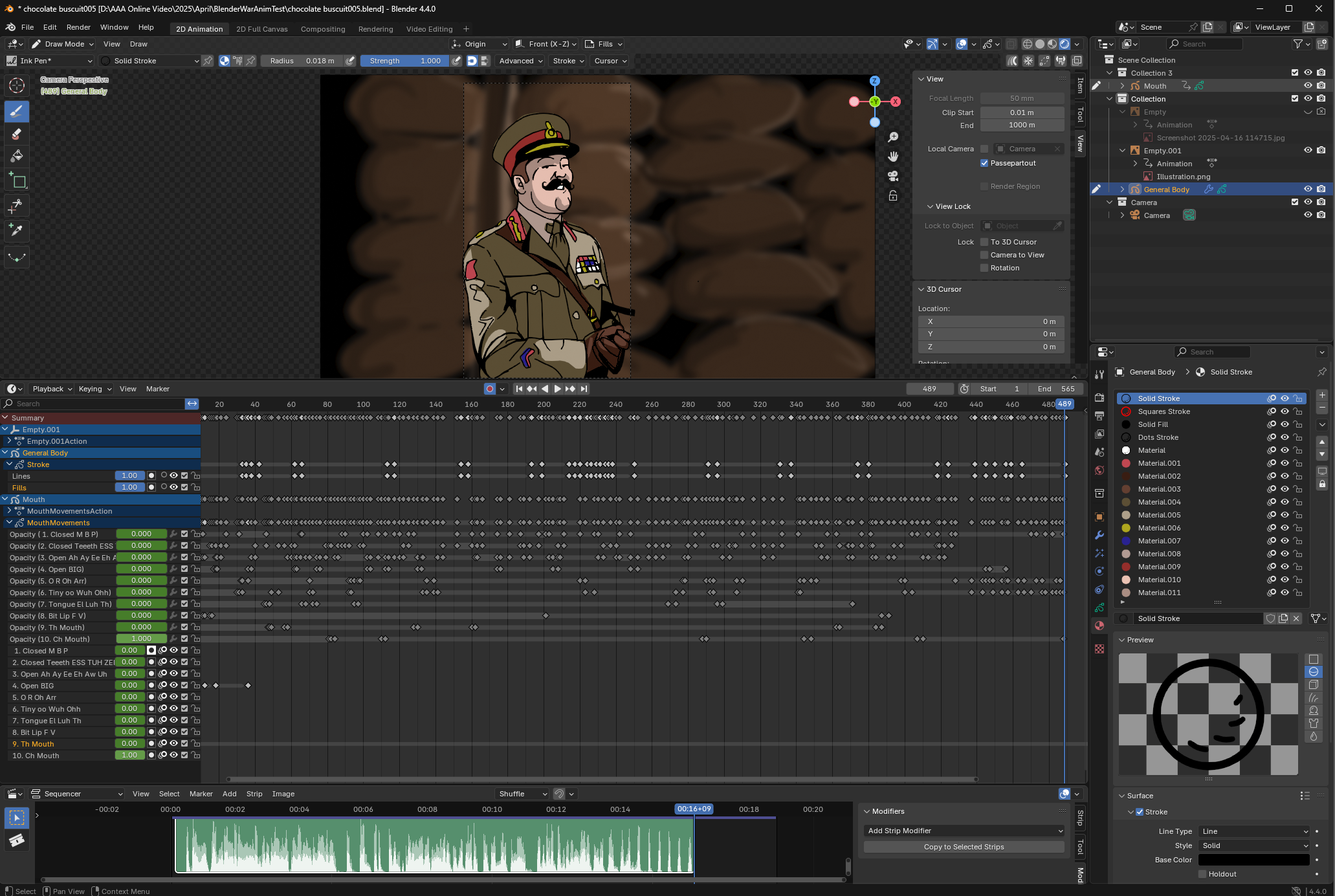 The General animation blender timeline