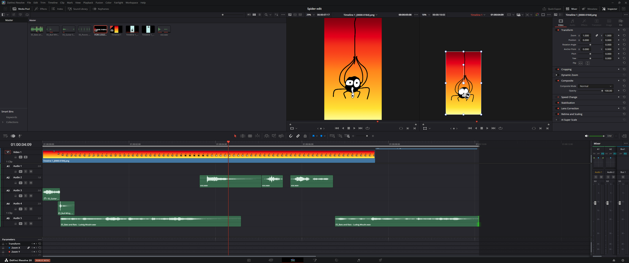 This Spider Be Thirsty - project in Davinci Resolve