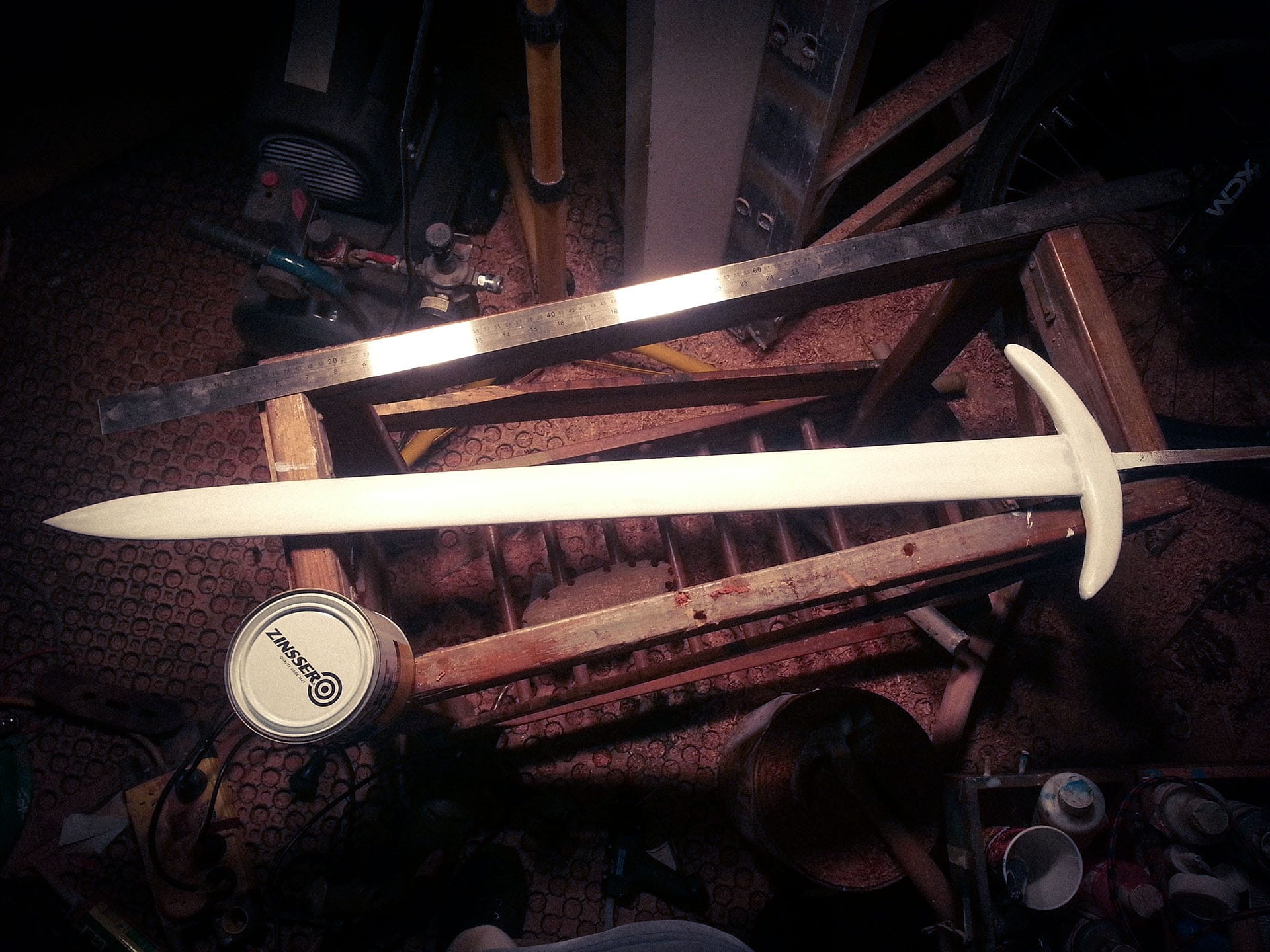 Painting the sword with special undercoat