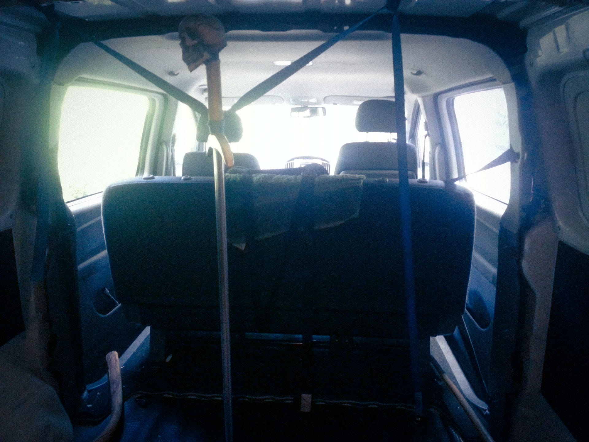 A creative way to travel with a wet enamel prop sword in a van