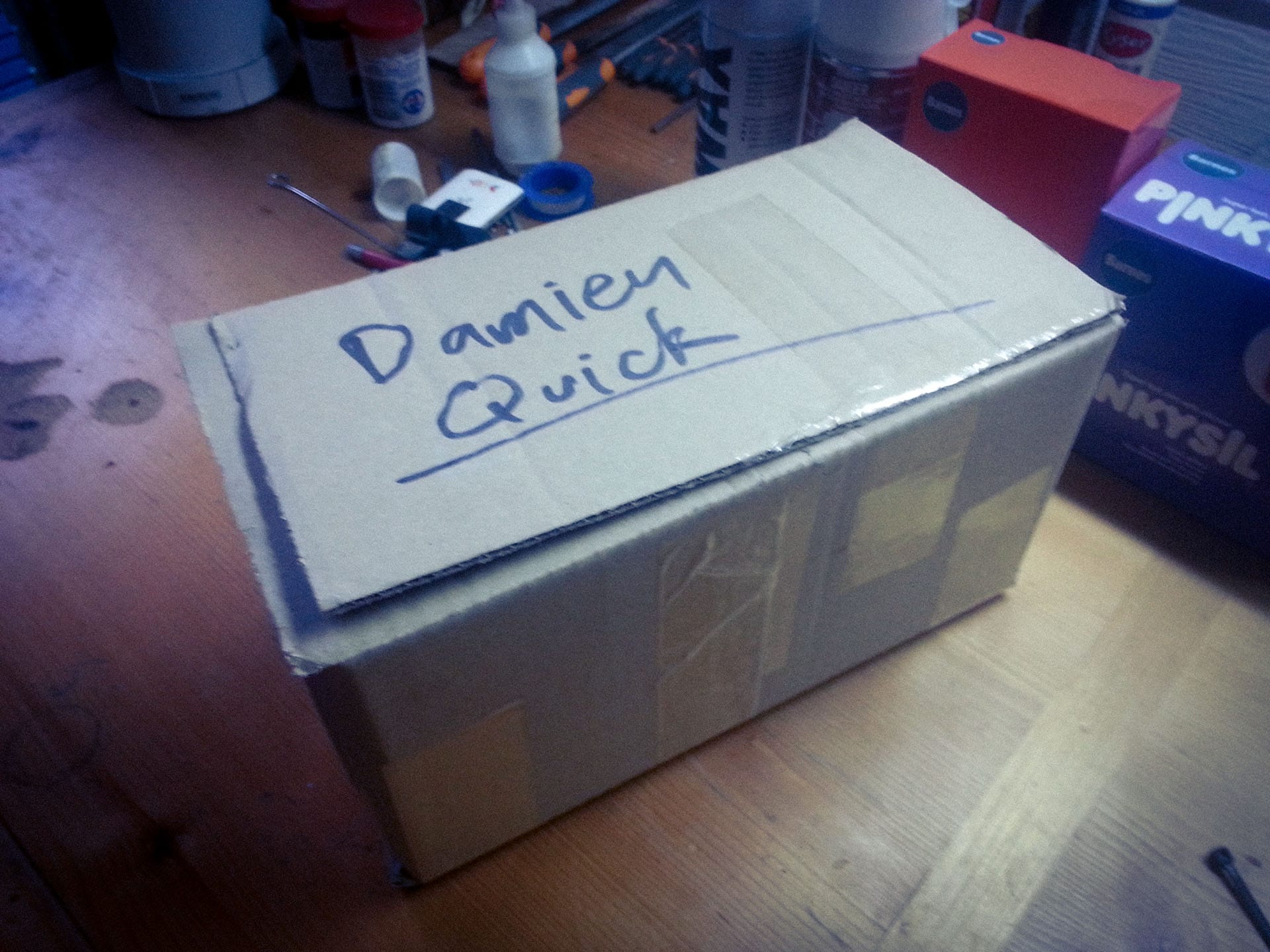 The returned package containing all the broken pieces of the shattered prop sword skull