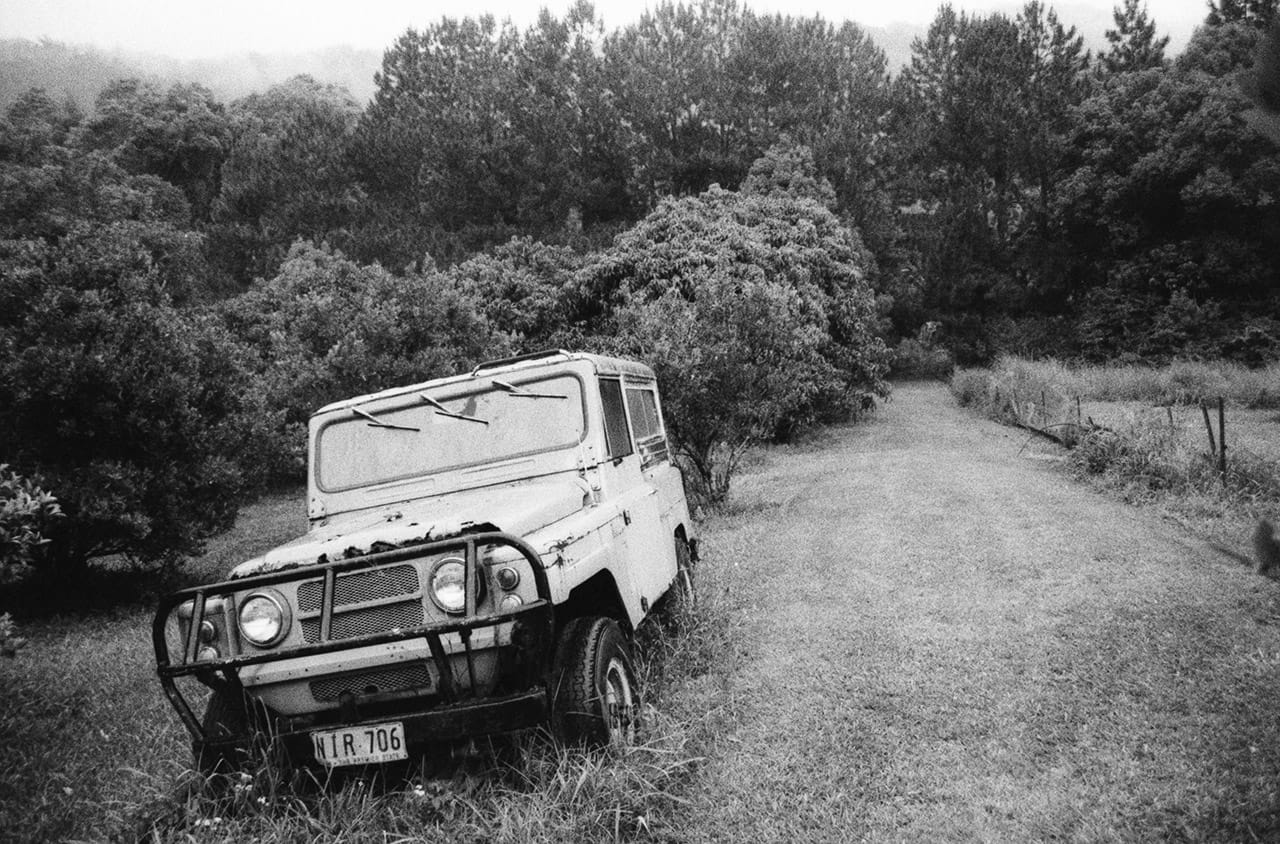 An old 4wd at the Hydrofunk Recording Studio Farm 