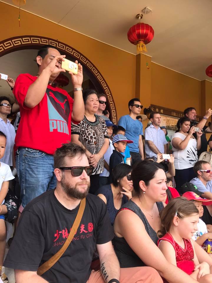 Damien and Family at Chung Tian Temple supporting The Performance Team