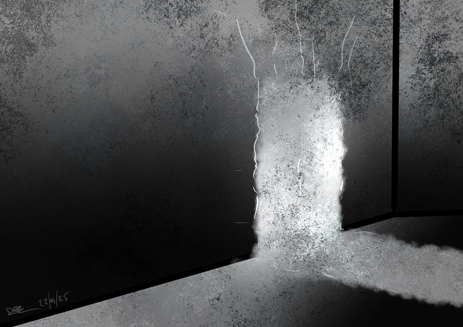 light shines through a mysterious open door