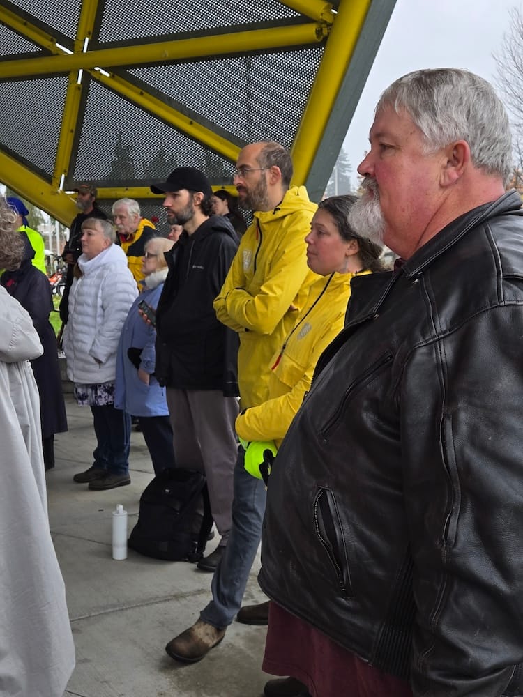 Photo of Community members, including David Sale (far right), gather at World Day of Remembrance for Road Traffic Victims