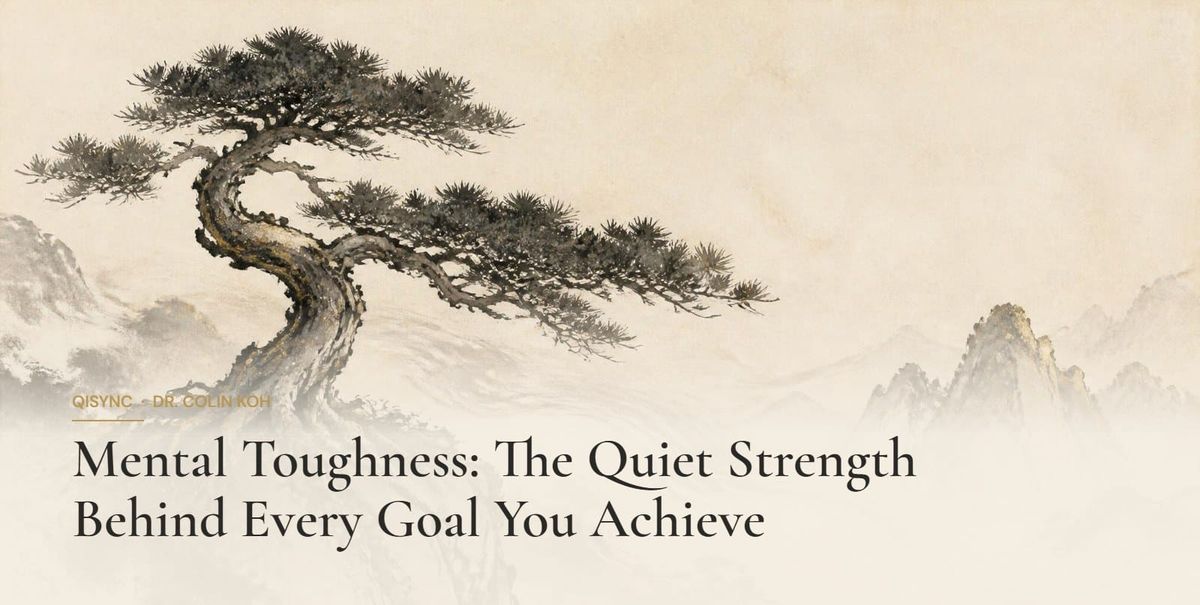 Ink-wash illustration: Mental Toughness: The Quiet Strength Behind Every Goal You Achieve