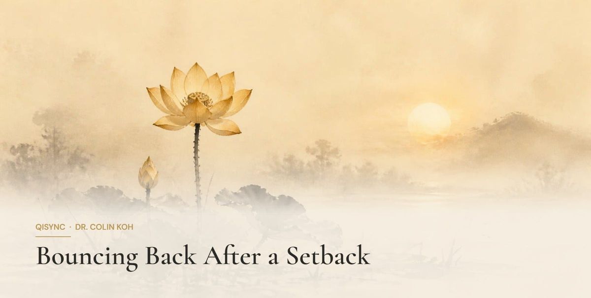 Ink-wash illustration: Bouncing Back After a Setback