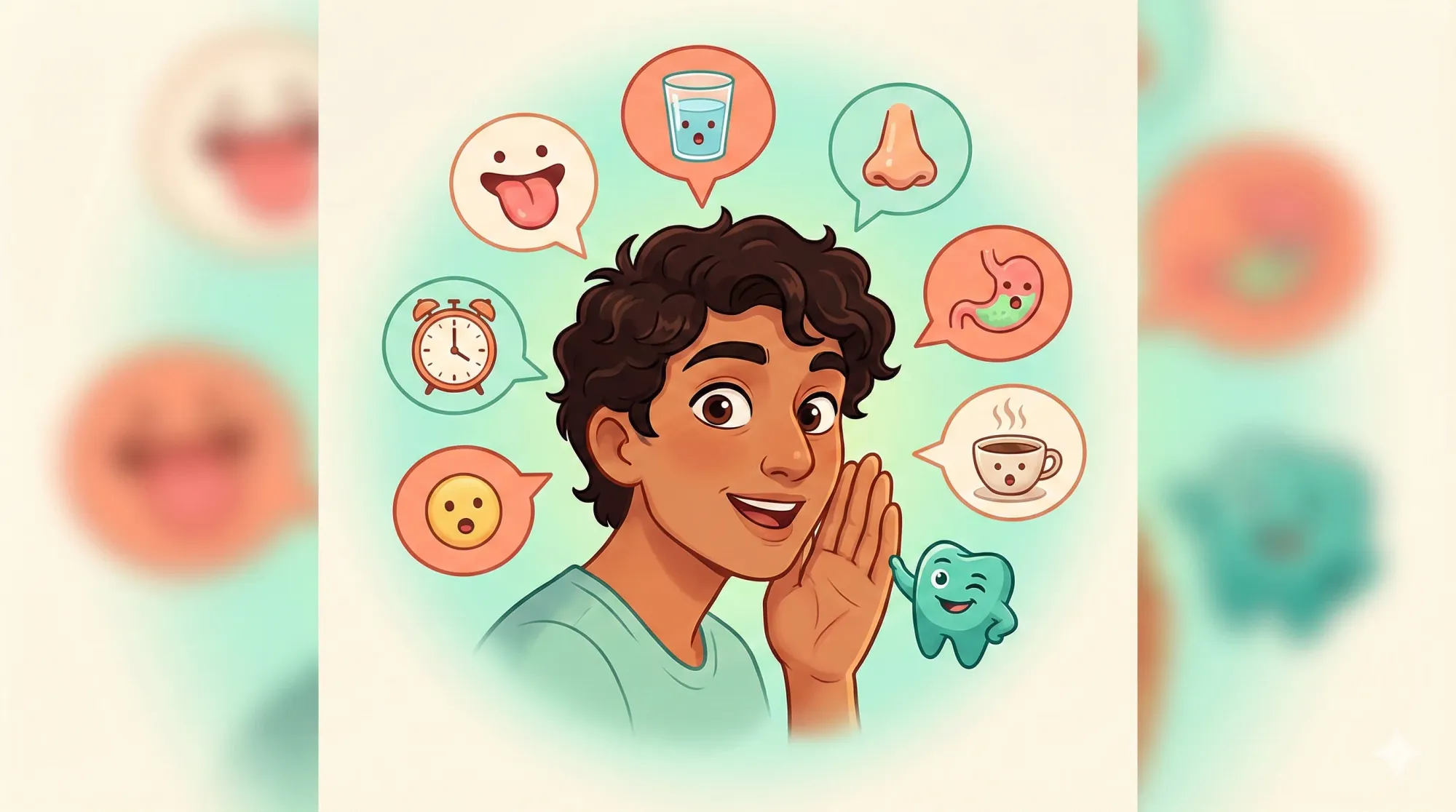 Ağız kokusu nedenlerini gösteren infografik