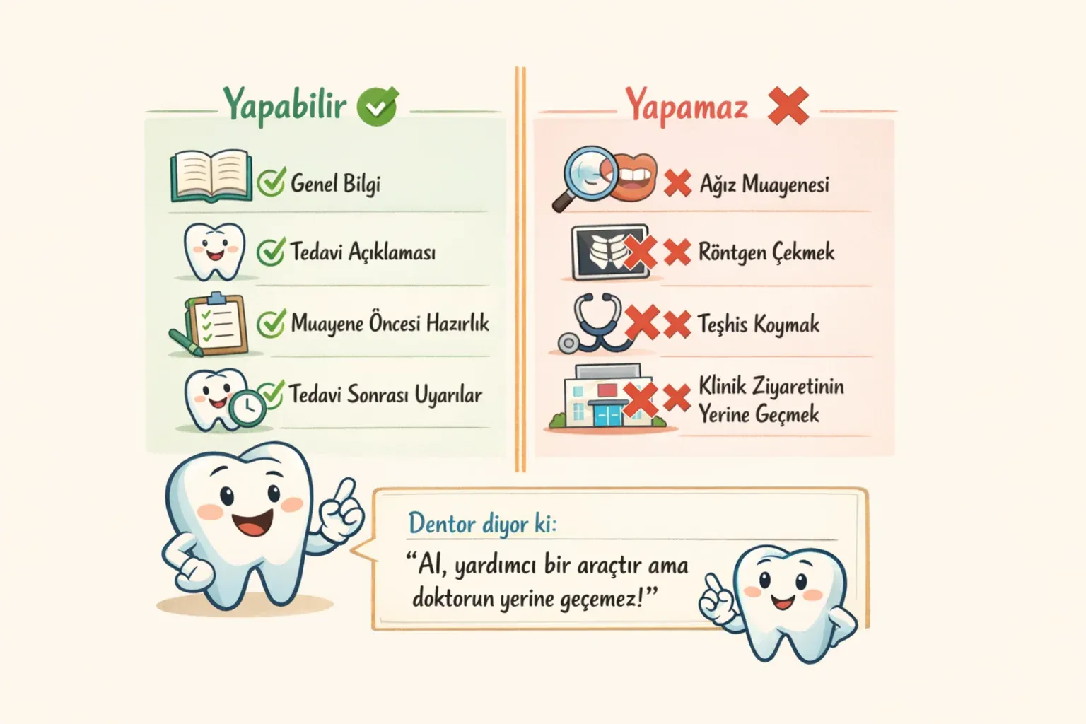 ChatGPT'nin yapabildiği ve yapamadığı diş tavsiyelerinin karşılaştırması