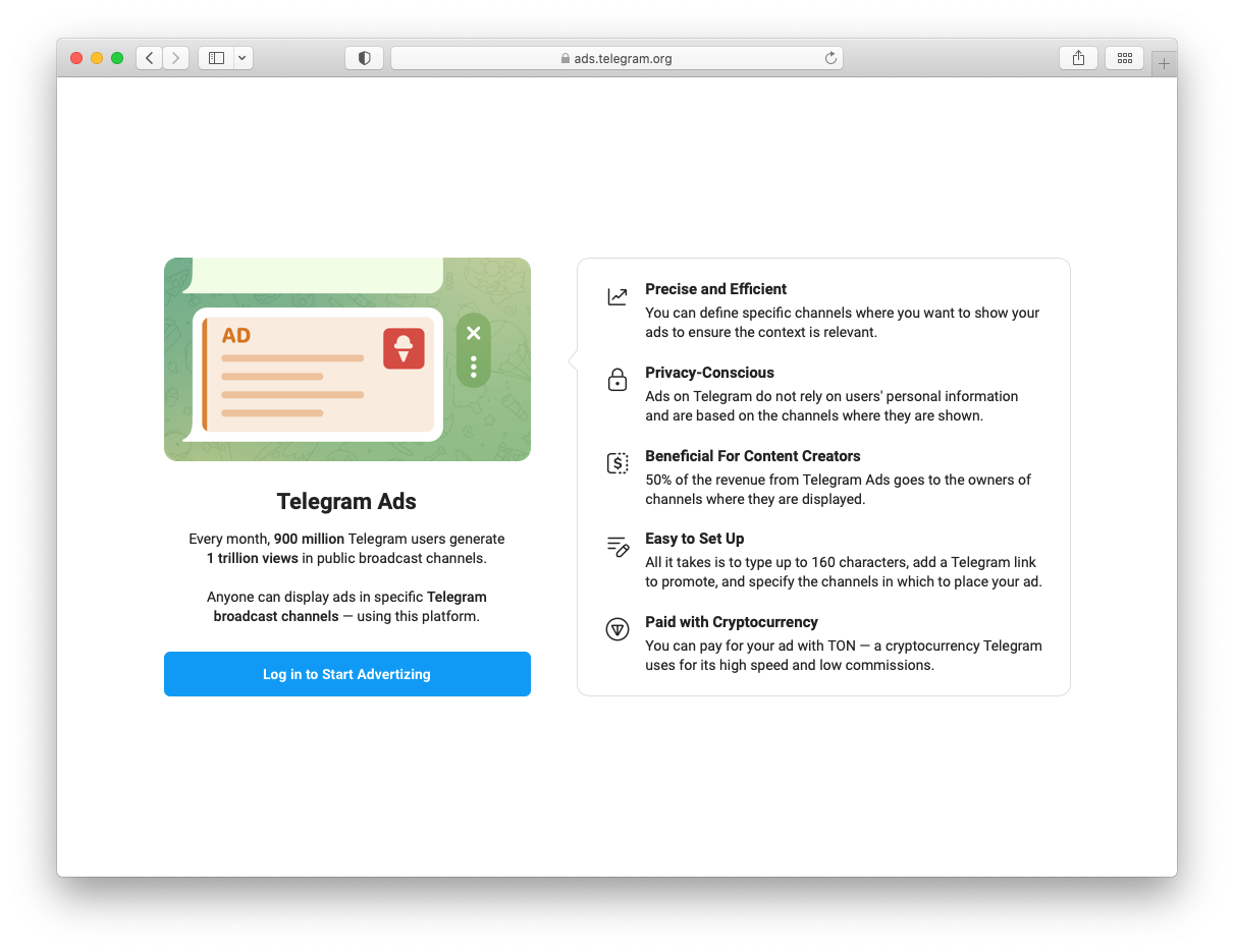 Telegram bot ads