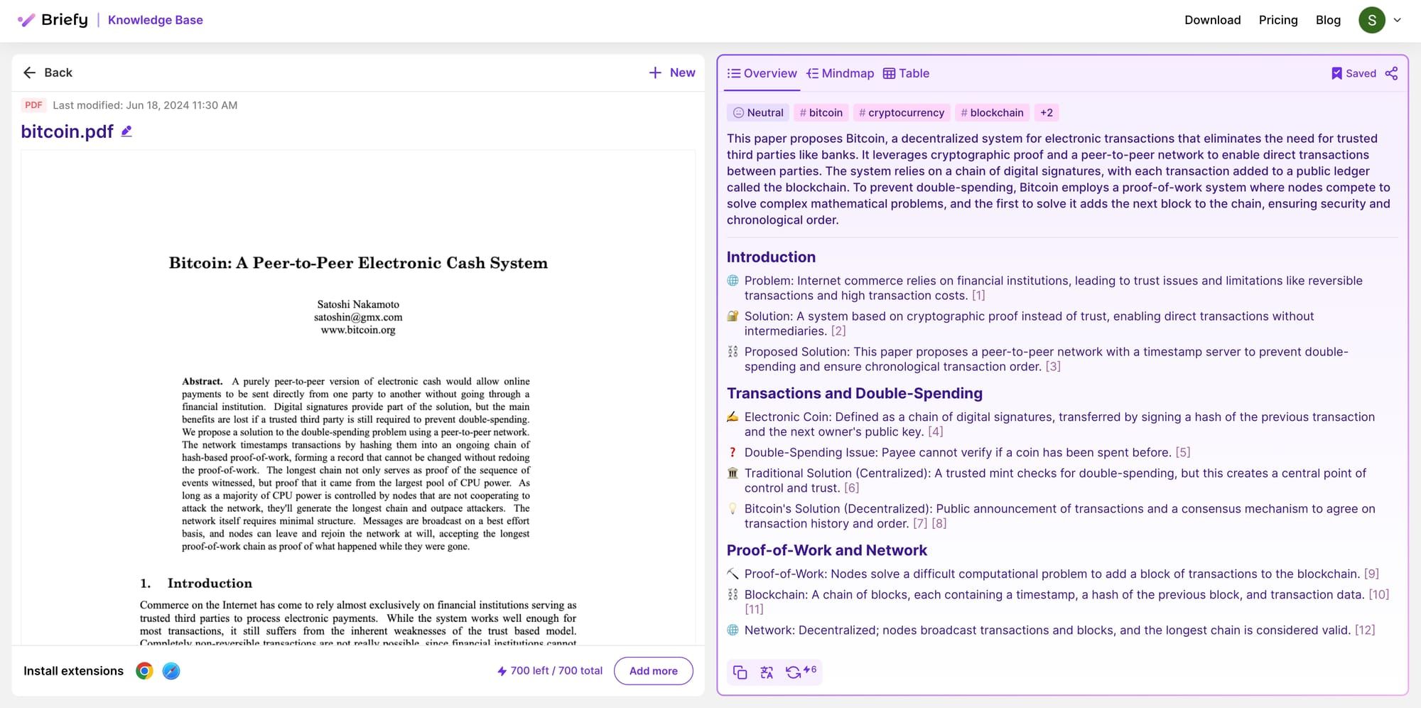 📣 Briefy 2.1: summarizing PDFs, new Overview view, and more!