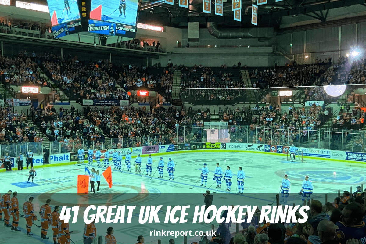 Sheffield Steelers Ice Hockey Team Lines Up Against The Fife Flyers In Front Of A Large Crowd At Utilita Arena Ice Rink In Sh