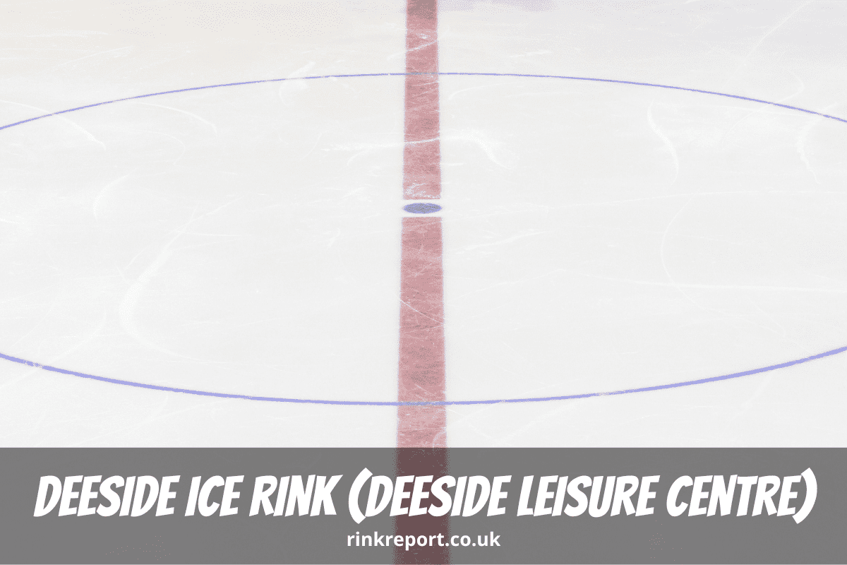 A Photo Of The Red Line And The Centre Ice Of An Ice Hockey Rink At Deeside Ice Rink At Deeside Leisure Centre
