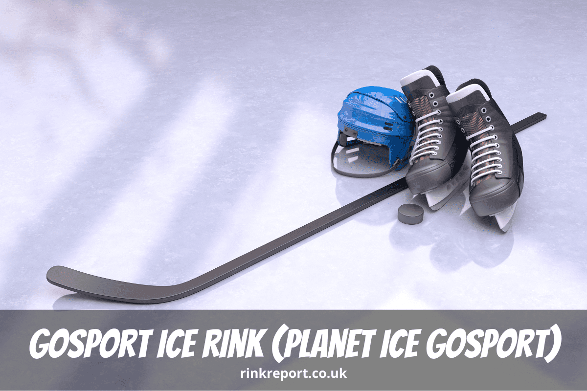 Planet Ice Gosport Ice Rink A Hockey Puck Stick Helmet And Skates Lie On An Ice Rink