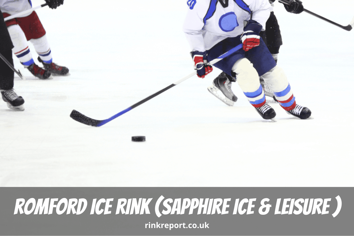 Romford Ice Rink Sapphire Ice And Leisure England UK Hockey Player Skating With Puck