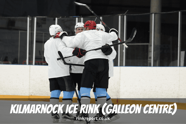 Four Ice Hockey Players Congratulate Each Other At An Ice Rink As An Example For Kilmarnock Ice Rink At The Galleon Leisure C